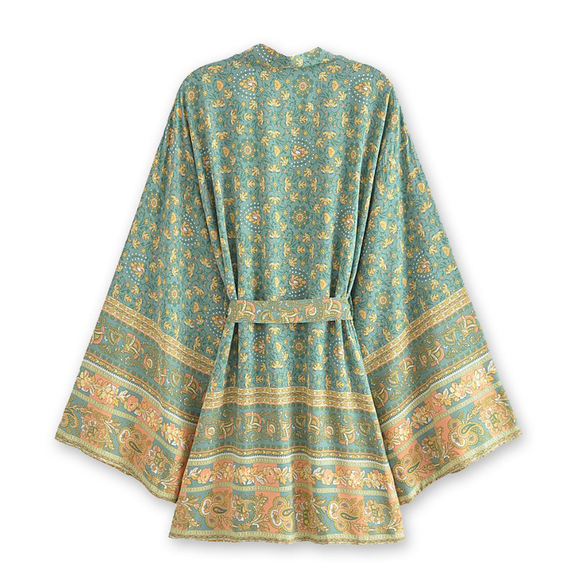 Sweet Basil Boho Floral Print Short Robe