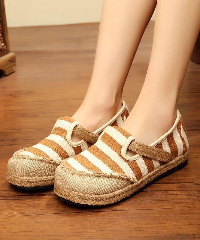 Red Striped Patchwork Flat Feet Shoes