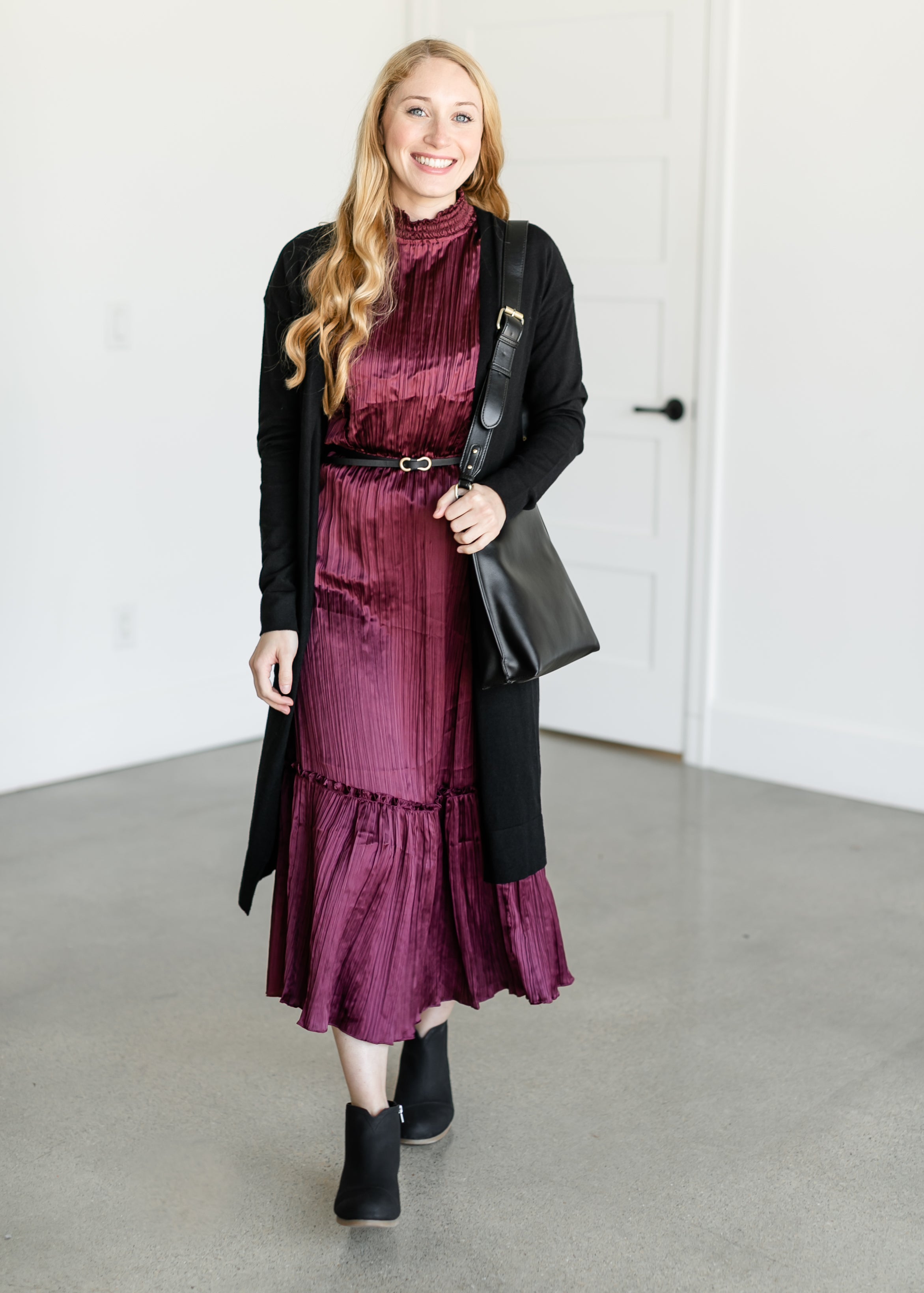 Wednesday Crinkle Satin Midi Dress