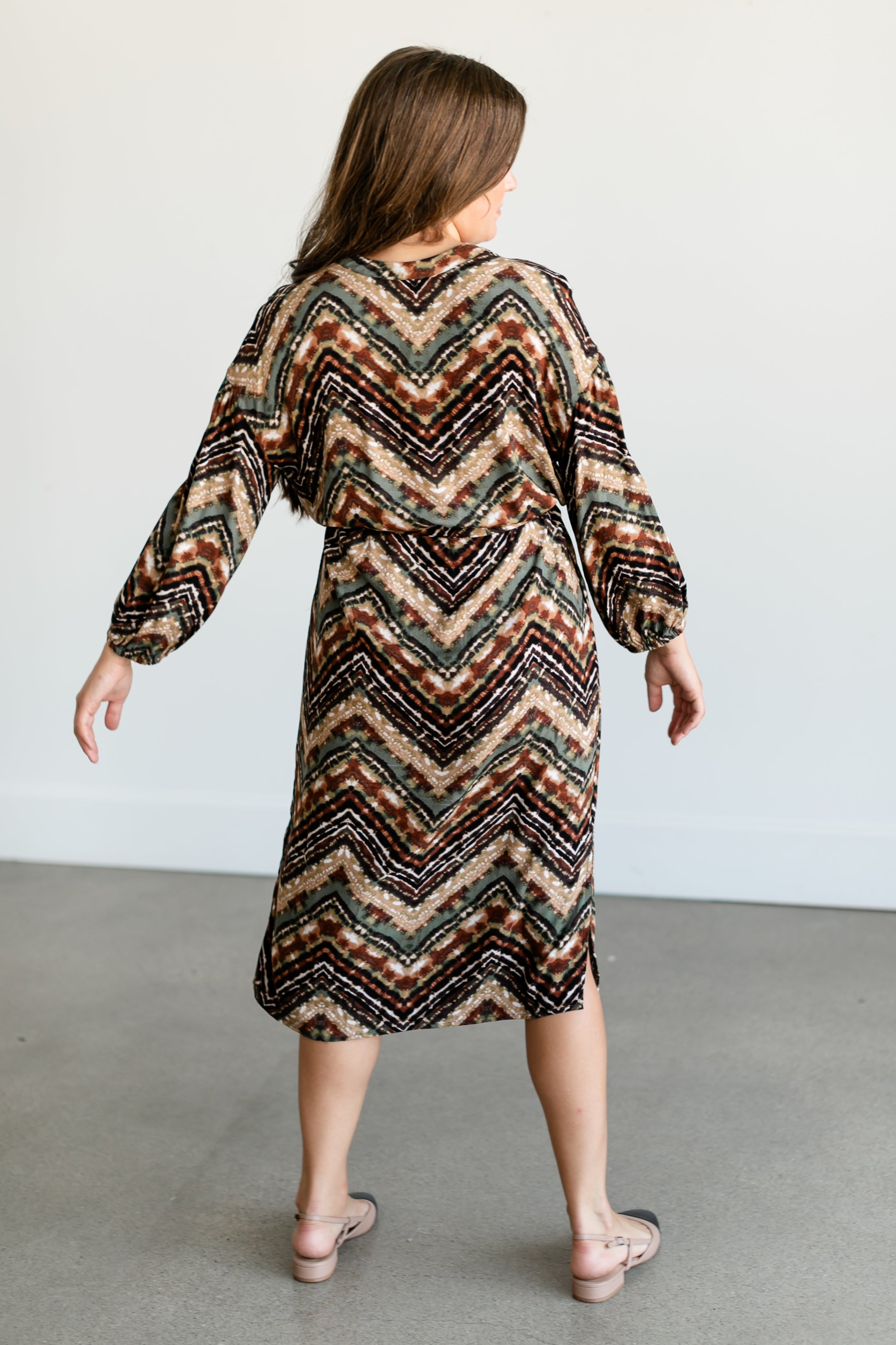 Abstract Chevron Midi Shirtdress - FINAL SALE