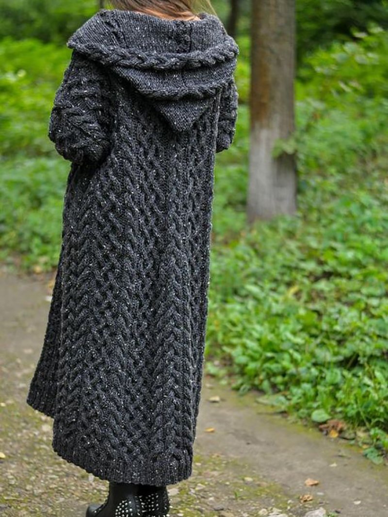 Cardigan Chunky Oversized Style Long Coat Topsky Computer Desk